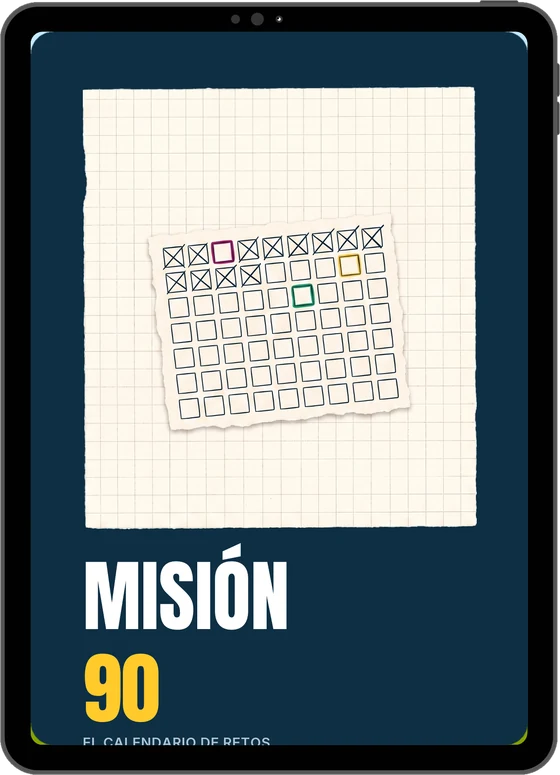 Tapa de MISIÓN 90, el calendario de retos, con casilleros tachados