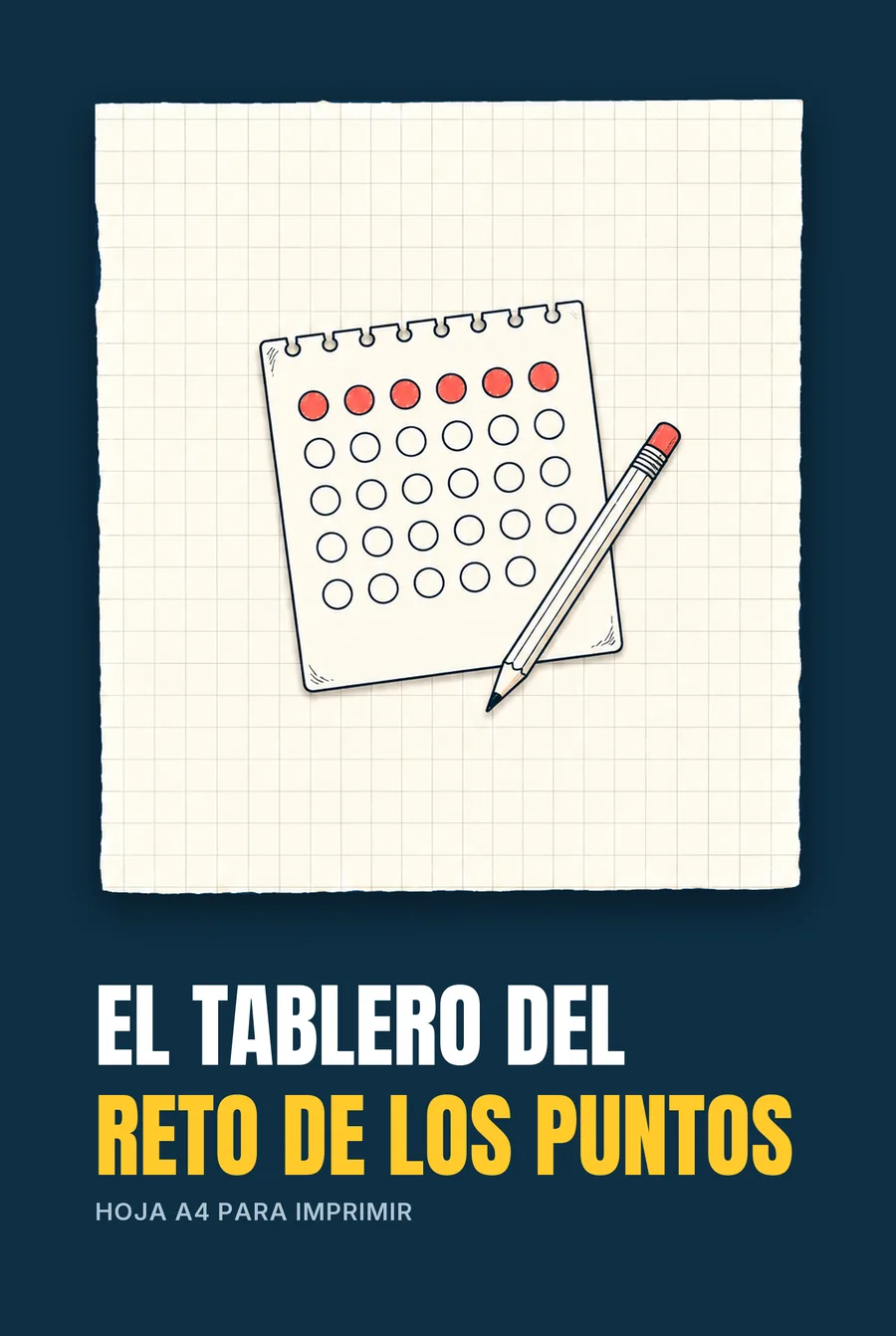 Tapa de El tablero del reto de los puntos: un calendario de círculos y un lápiz