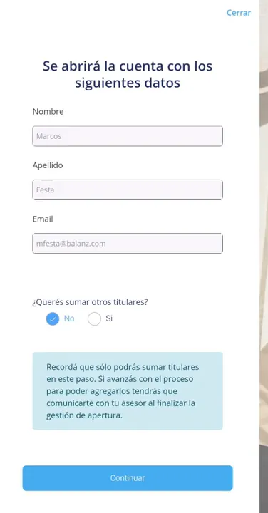 Datos de la cuenta y cotitulares