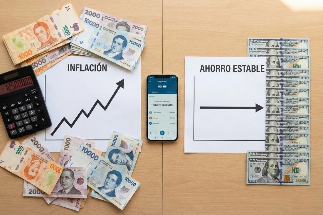 Contraste entre pesos y dólares en Argentina