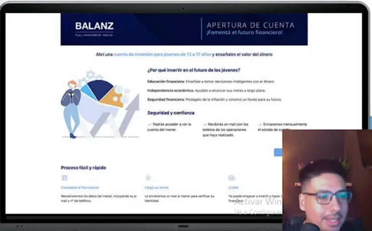 Paso 2: la landing de la cuenta para jóvenes
