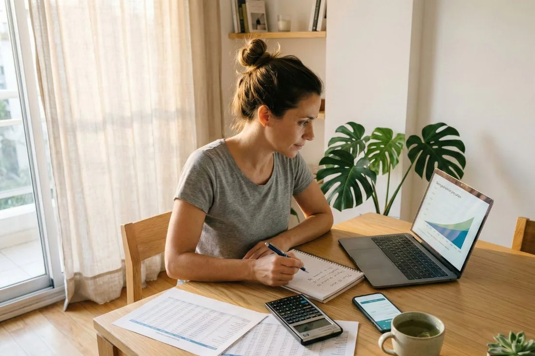 Persona planificando su futuro financiero con determinación