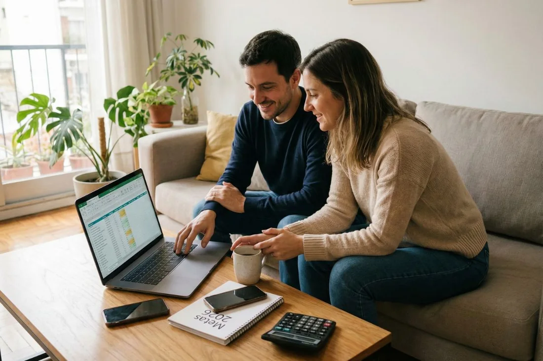 Pareja planificando finanzas juntos