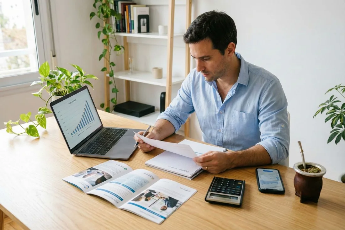 Persona evaluando plan de ahorro con capitalización
