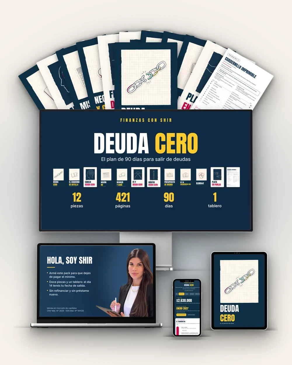 Pack Deuda Cero, 12 piezas · 421 páginas · tablero