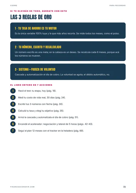 Página 72: las 3 reglas de oro