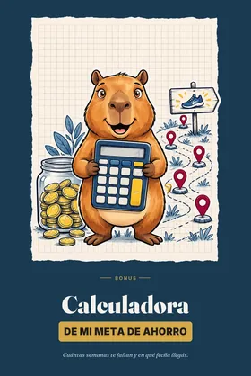 Tapa de la Calculadora de mi meta de ahorro: la capibara con una calculadora y un frasco
