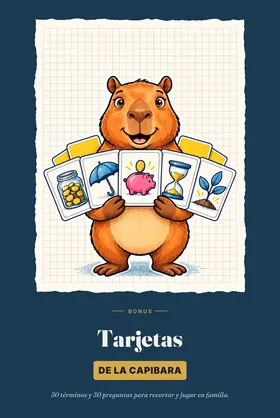 Tapa de las Tarjetas de la Capibara: la capibara sostiene un abanico de tarjetas